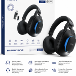 Ronin Hurricane Wireless Gaming Headset – Low Latency Heavy Bass Headphones with Microphone (Black)
