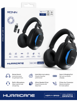 Ronin Hurricane Wireless Gaming Headset – Low Latency Heavy Bass Headphones with Microphone (Black)